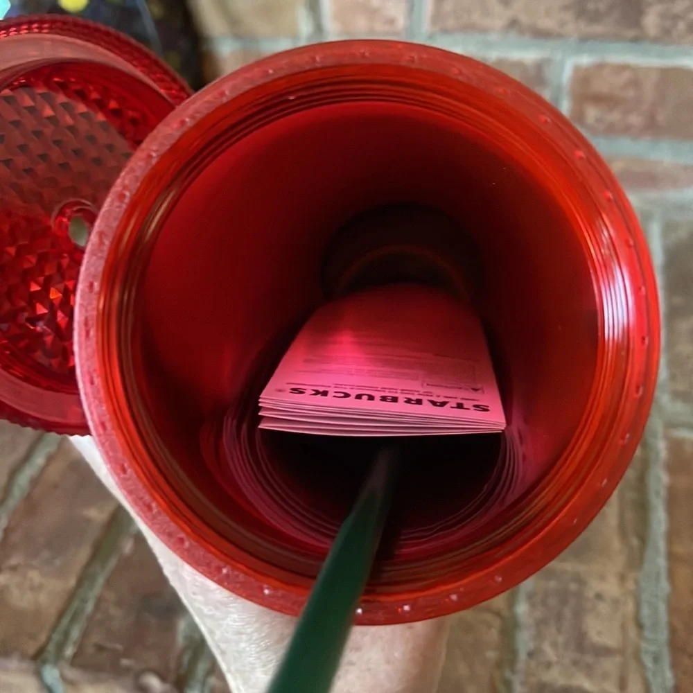 NWT 2022 Starbucks Disney Holiday Red Green Ombre Studded Tumbler